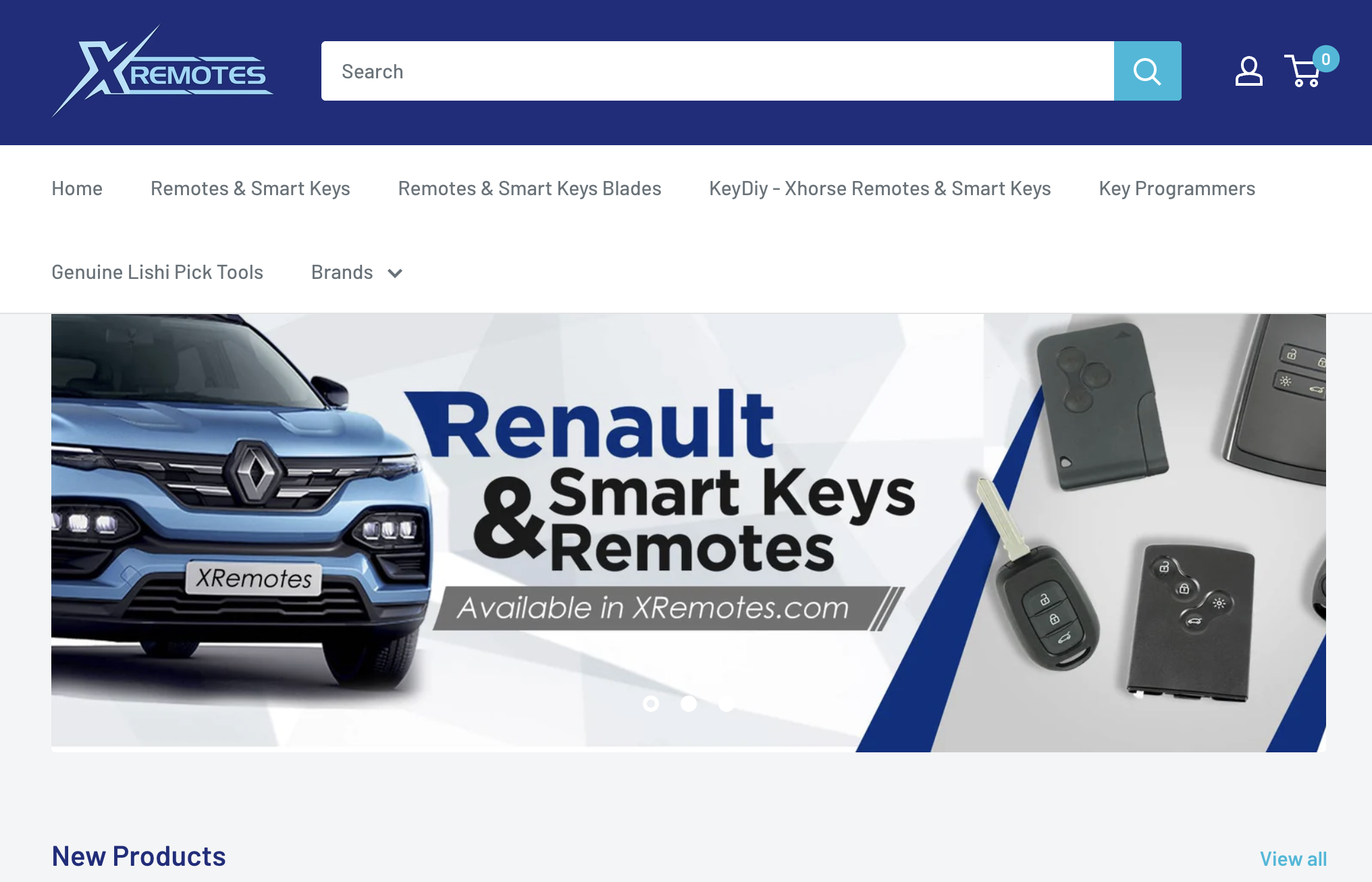 xremotes.com main store view with technical catalog layout