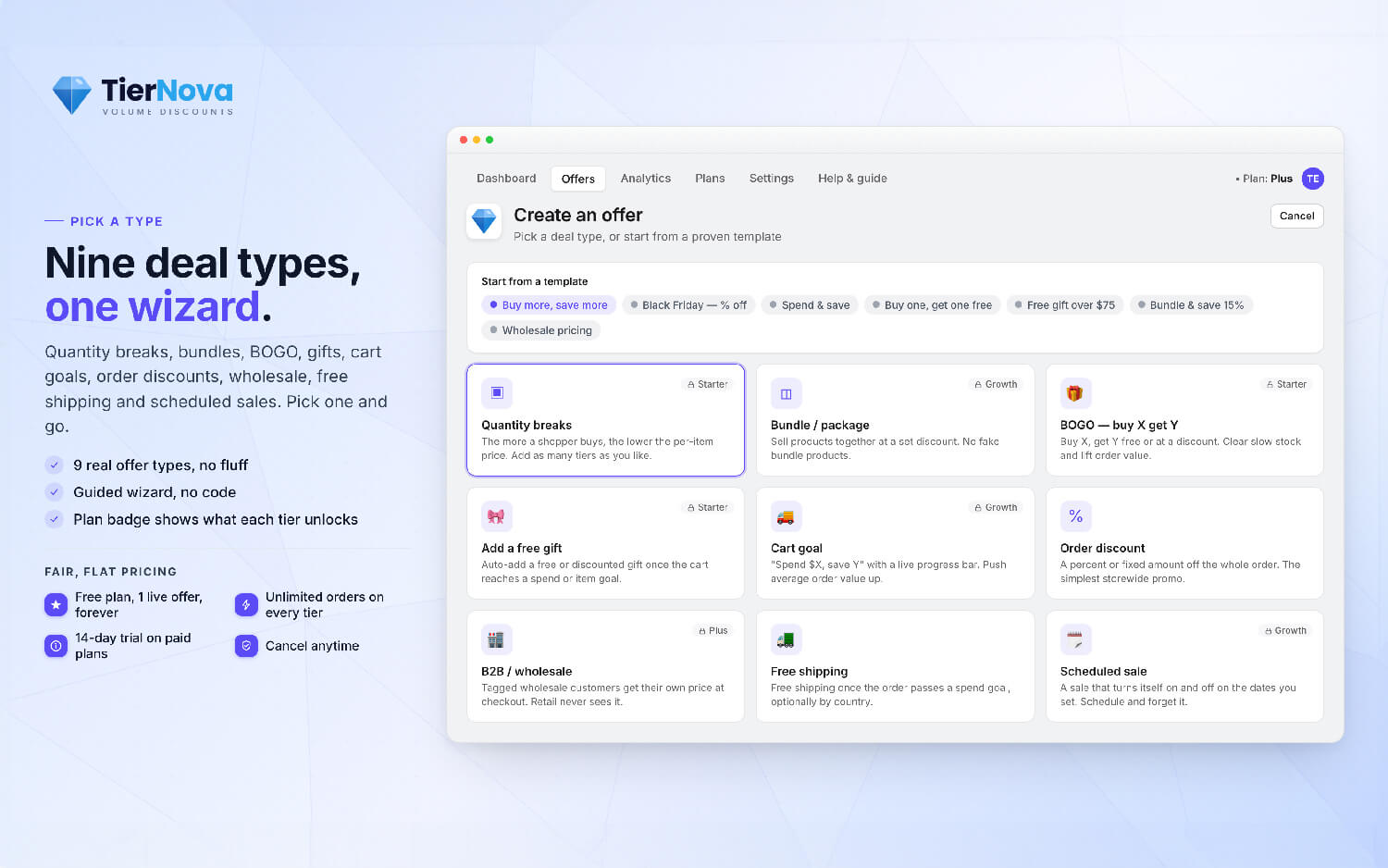 TierNova - Shopify discounts and bundles app by CartWorks